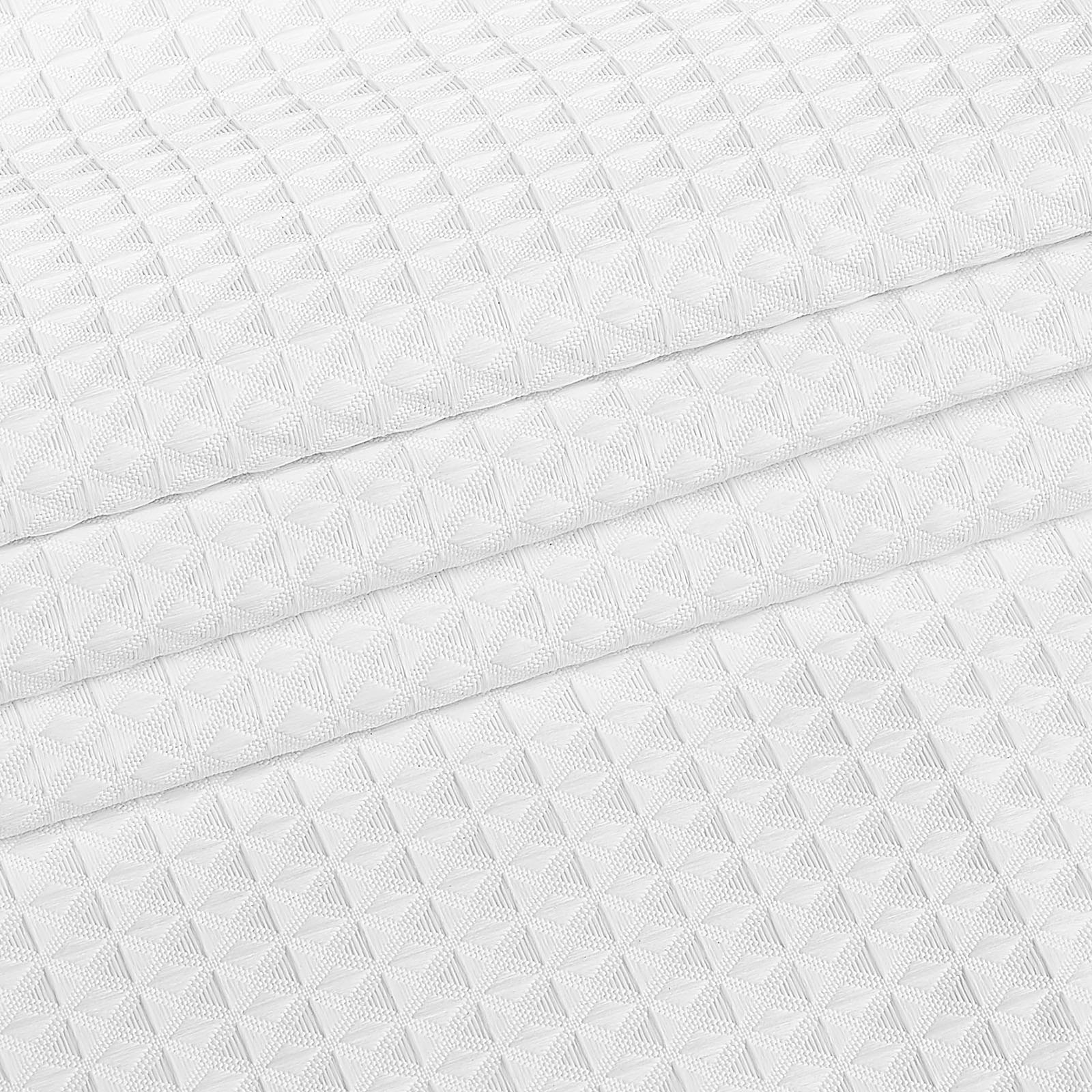 VEVOR White Fabric Shower Curtain, 240 GSM Weighted Waffle Shower Curtains, Polyester Curtain with Rust-Resistant Hooks, Machine Washable & Water Repellent, for Bathroom Showers, Bath Tubs, 72x72 in