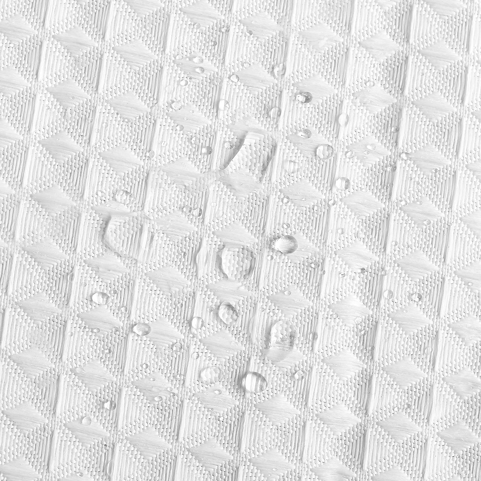 VEVOR White Fabric Shower Curtain, 240 GSM Weighted Waffle Shower Curtains, Polyester Curtain with Rust-Resistant Hooks, Machine Washable & Water Repellent, for Bathroom Showers, Bath Tubs, 72x72 in