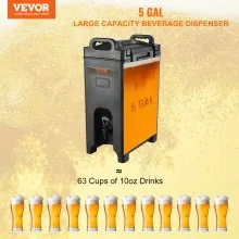 VEVOR Insulated Beverage Dispenser, 5 Gallon, Food-grade LDPE Hot and Cold Beverage Server, Thermal Drink Dispenser Cooler with 0.9 in PU Layer Two-Stage Faucet Handle, for Restaurant Drink Shop