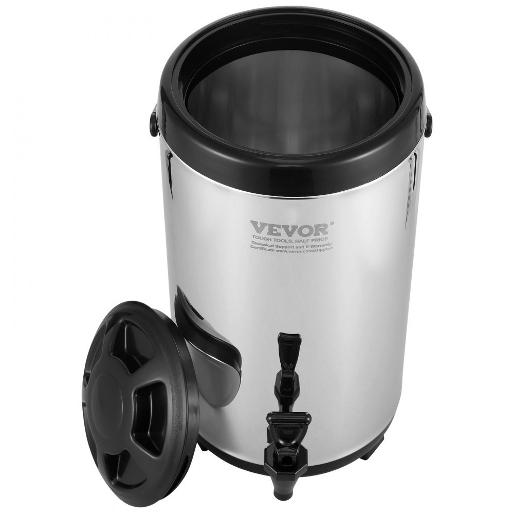 VEVOR stainless steel beverage dispenser with lid and dual spouts, ideal for serving drinks.