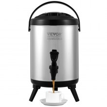 Nerezový izolovaný dávkovač nápojov VEVOR, 1,5 galón, 6 litrov, termálny serverový dávkovač teplých a studených nápojov s čapovou rukoväťou, potravinársky pre horúci čaj Káva Voda Reštaurácia Nápoje