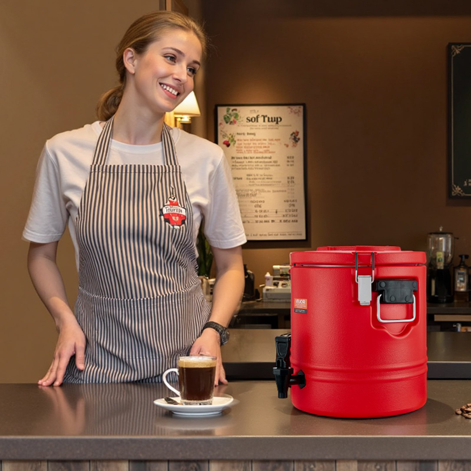 VEVOR Insulated Beverage Dispenser, 3 Gal/11.4L Thermal Hot and Cold Drink Server Dispenser with Spigot, Food-Grade Cooler Jug with 304 Stainless Steel Interior, for Tea Coffee Restaurant Outdoor