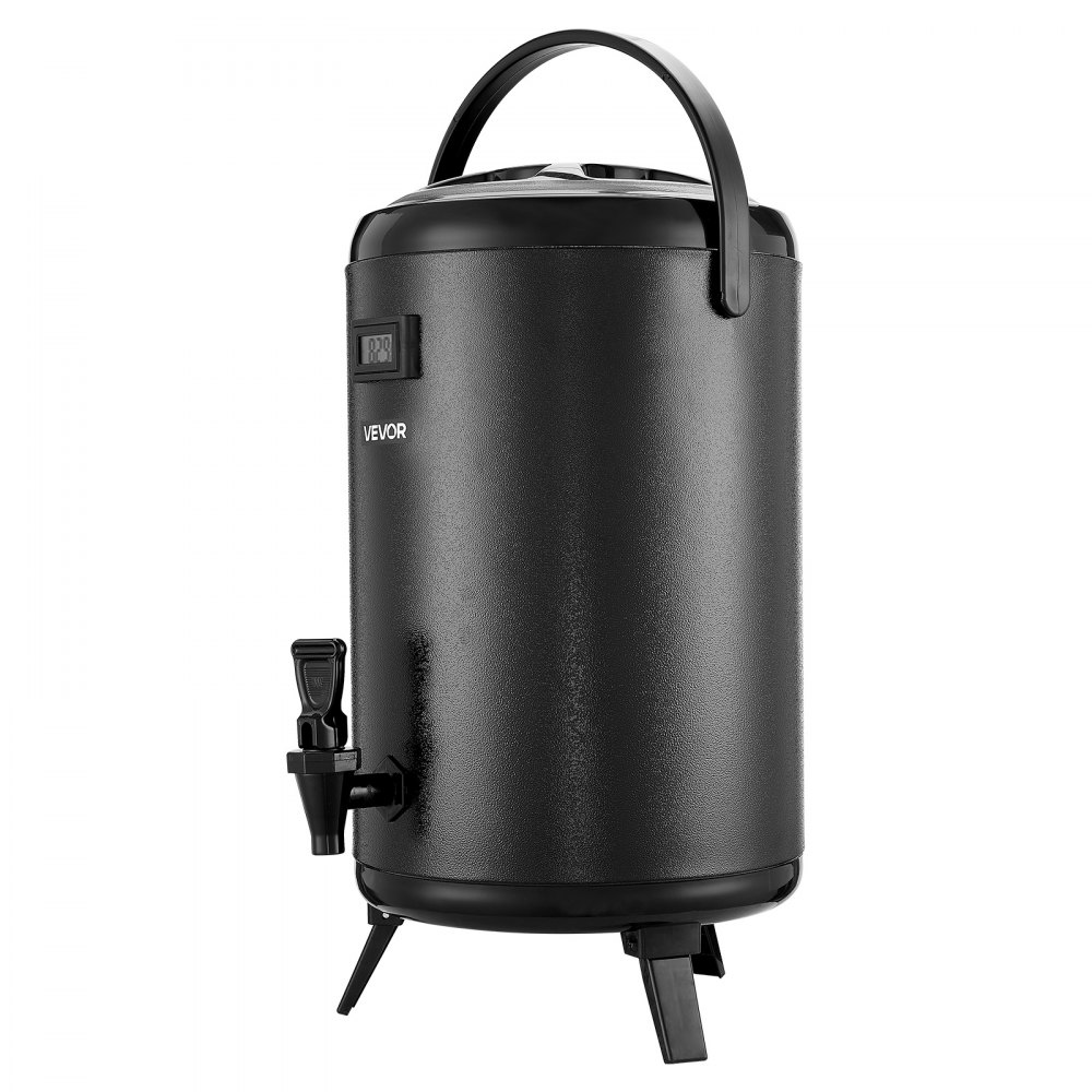 VEVOR Insulated Beverage Dispenser, 3.2 Gal/12L Stainless Steel Thermal Drink Server with Spigot & Temp Display, Suitable for Hot and Cold Drinks, for Tea Coffee Water in Cafes & Restaurants, Black