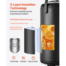 3.2 Gal Insulated Beverage Dispenser for Hot & Cold Drinks Stainless Steel