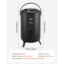3.2 Gal Insulated Beverage Dispenser for Hot & Cold Drinks Stainless Steel