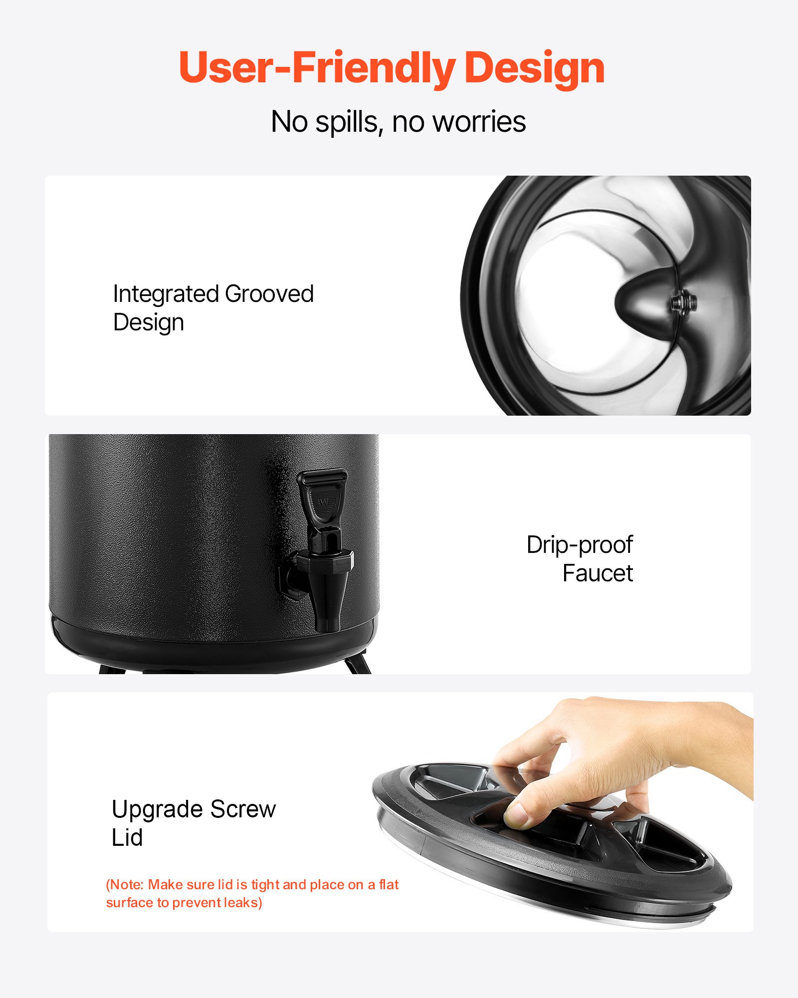 VEVOR Insulated Beverage Dispenser, 3.2 Gal/12L Stainless Steel Thermal Drink Server with Spigot & Temp Display, Suitable for Hot and Cold Drinks, for Tea Coffee Water in Cafes & Restaurants, Black