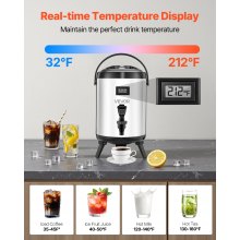 Insulated Beverage Dispenser for Hot & Cold Drinks 1.5 Gal Stainless Steel