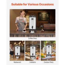 Insulated Beverage Dispenser for Hot & Cold Drinks 2.4 Gal Stainless Steel