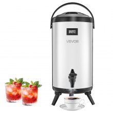 Insulated Beverage Dispenser for Hot & Cold Drinks 2.4 Gal Stainless Steel
