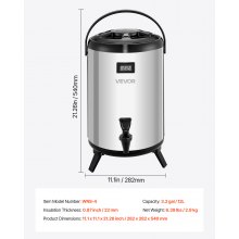 Insulated Beverage Dispenser for Hot & Cold Drinks 3.2 Gal Stainless Steel