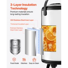 3.2 Gal Insulated Beverage Dispenser for Hot & Cold Drinks 2 Pack Silver