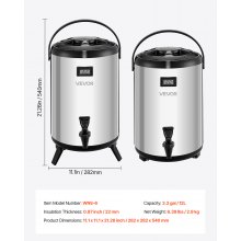 3.2 Gal Insulated Beverage Dispenser for Hot & Cold Drinks 2 Pack Silver