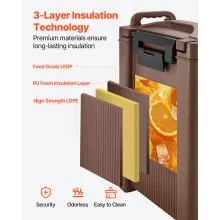 Insulated Hot and Cold Beverage Dispenser 5Gal/19L Food-Grade Drink Server