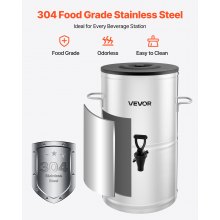Ice Tea Dispenser 4 Gal/15L for Iced Tea Juice Coffee 304 Stainless Steel