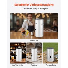 Ice Tea Dispenser 4 Gal/15L for Iced Tea Juice Coffee 304 Stainless Steel