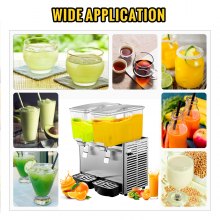 VEVOR Commercial Cold Beverage Dispenser Stainless Steel Fruit Juice Beverage Dispensers 2 Tanks 6.4 Gallon Ice Tea Drink Dispenser Equipped with Thermostat Controller
