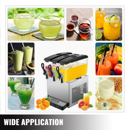 VEVOR 110V Commercial Beverage Dispenser Cold and Hot,3 Tanks 36L Fruit Juice Dispensers,12L Per Tank Stainless Steel Ice Tea Drink Dispenser Equipped with Thermostat Controller