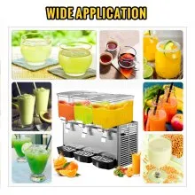VEVOR Commercial Cold Beverage Dispenser Stainless Steel Fruit Juice Beverage Dispensers 3 Tanks 9.6 Gallon Ice Tea Drink Dispenser Equipped with Thermostat Controller