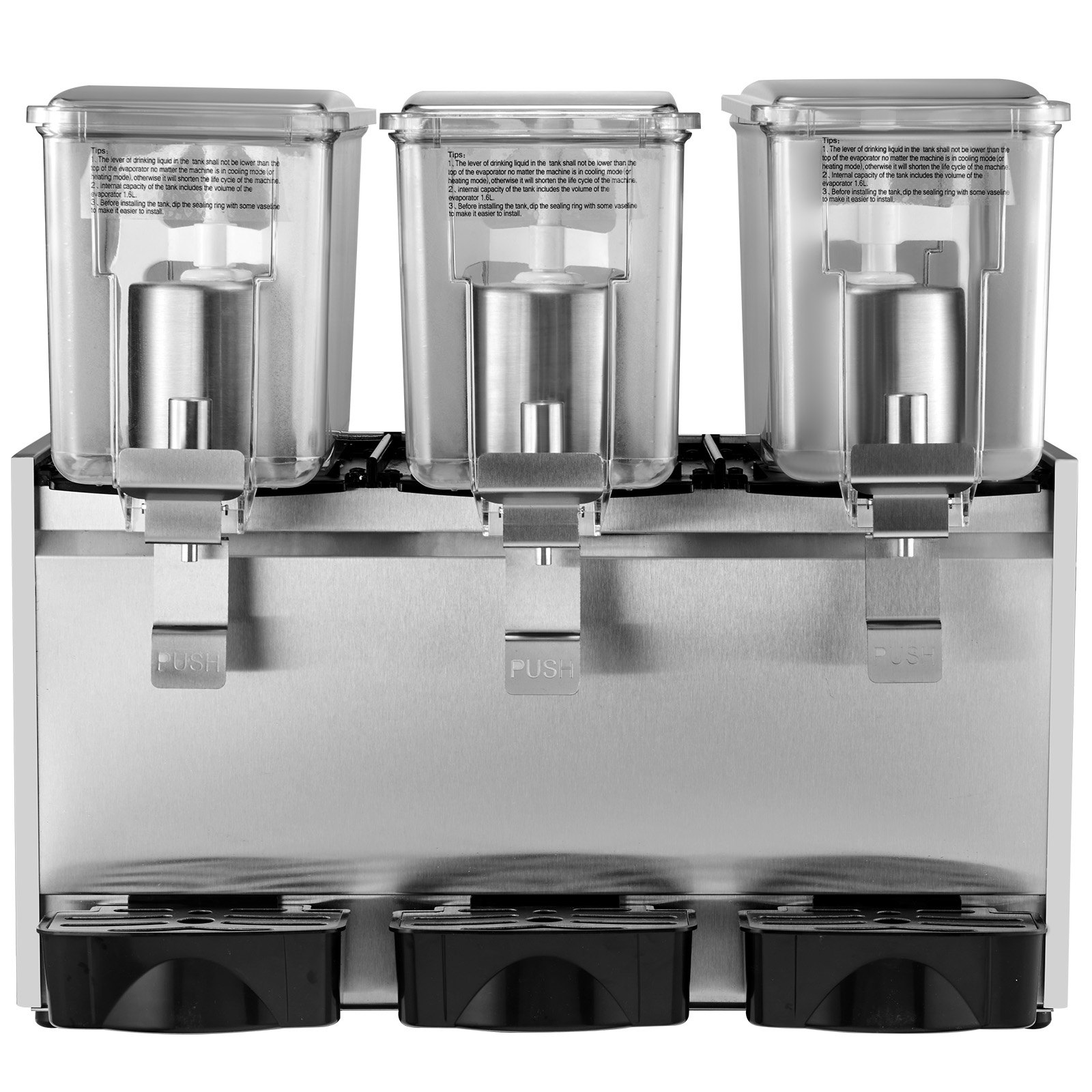 VEVOR Commercial Cold Beverage Dispenser Stainless Steel Fruit Juice Beverage Dispensers 3 Tanks 36.3 L Ice Tea Drink Dispenser Equipped with Thermostat Controller