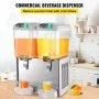 VEVOR 110V Commercial Beverage Dispenser,9.5 Gallon 36L 2 Tanks Juice Dispenser Commercial,18 Liter Per Tank 300W Stainless Steel Food Grade Material Ice Tea Drink Dispenser Equipped with Thermostat Controller
