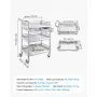 VEVOR Medical Cart Three-Tier Medical Trolley Cart with 2 Drawers 110.23lbs, for Clinic, Hospital, Beauty Salon, Lab, with a Waste Tray, Stable Support, Medical Trolley Cart with Casters and Handle
