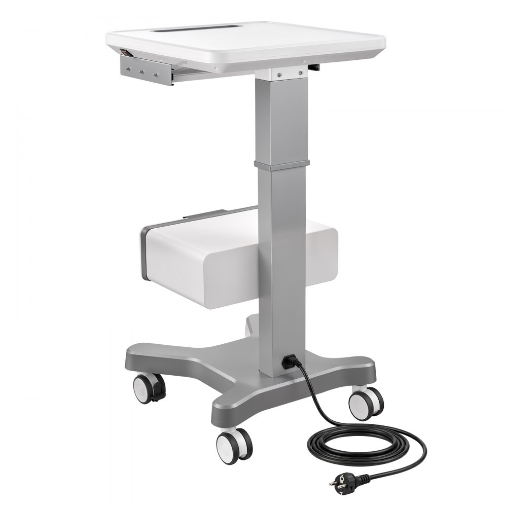 VEVOR Medical Cart 30 kg Max Load Electric Lift Medical Trolley Cart, for Clinic, Hospital, Laboratory, Stable Support, Adjustable Height, Silent Rolling Trolley with 360° Swivel Lockable Wheels