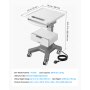 VEVOR Medical Cart 30 kg Max Load Electric Lift Medical Trolley Cart, for Clinic, Hospital, Laboratory, Stable Support, Adjustable Height, Silent Rolling Trolley with 360° Swivel Lockable Wheels