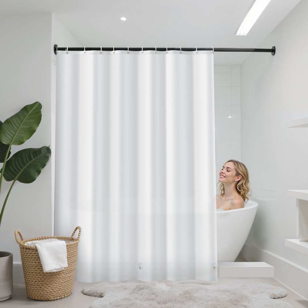 VEVOR Shower Curtain Liner, 8G Heavy-Duty PEVA Shower Liner, 2-Pack Waterproof Plastic Liners with 3 Magnets and 12 Rust-Resistant Metal Grommet, for Bathroom Showers & Bath Tubs, 72 x 72 in (White)