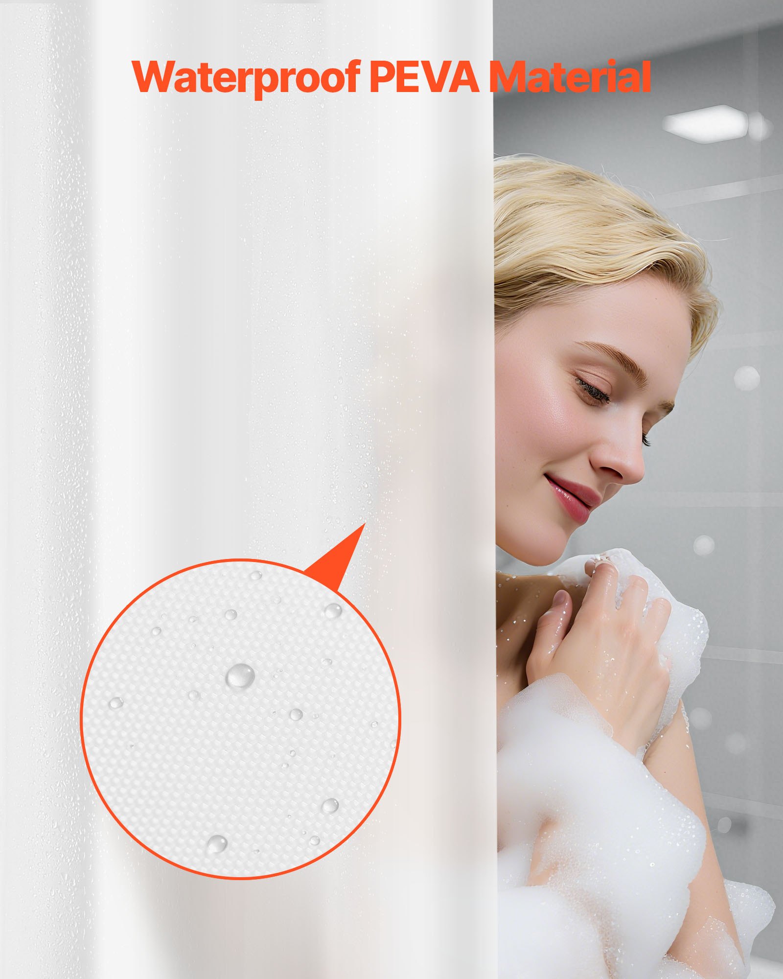 VEVOR Shower Curtain Liner, 8G Heavy-Duty PEVA Shower Liner, 2-Pack Waterproof Plastic Liners with 3 Magnets and 12 Rust-Resistant Metal Grommet, for Bathroom Showers & Bath Tubs, 72 x 72 in (White)