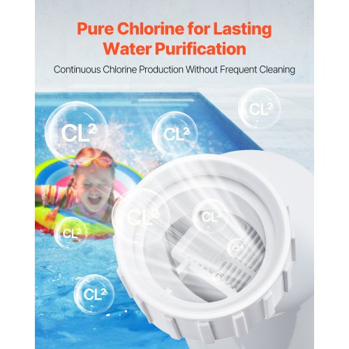 VEVOR Salt Water Chlorinator System, Pool Chlorination Cell Fits for Hayward W3T-Cell-3 (T3), Pool Cell Salt Water System for In-Ground Swimming Pools up to 15,000 Gallons, 15 ft Power Line, White