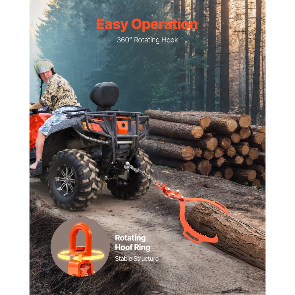 VEVOR 28in Log Lifting Tongs 2 Claw  Solid Steel Log Grapple Swivel Log Lifter
