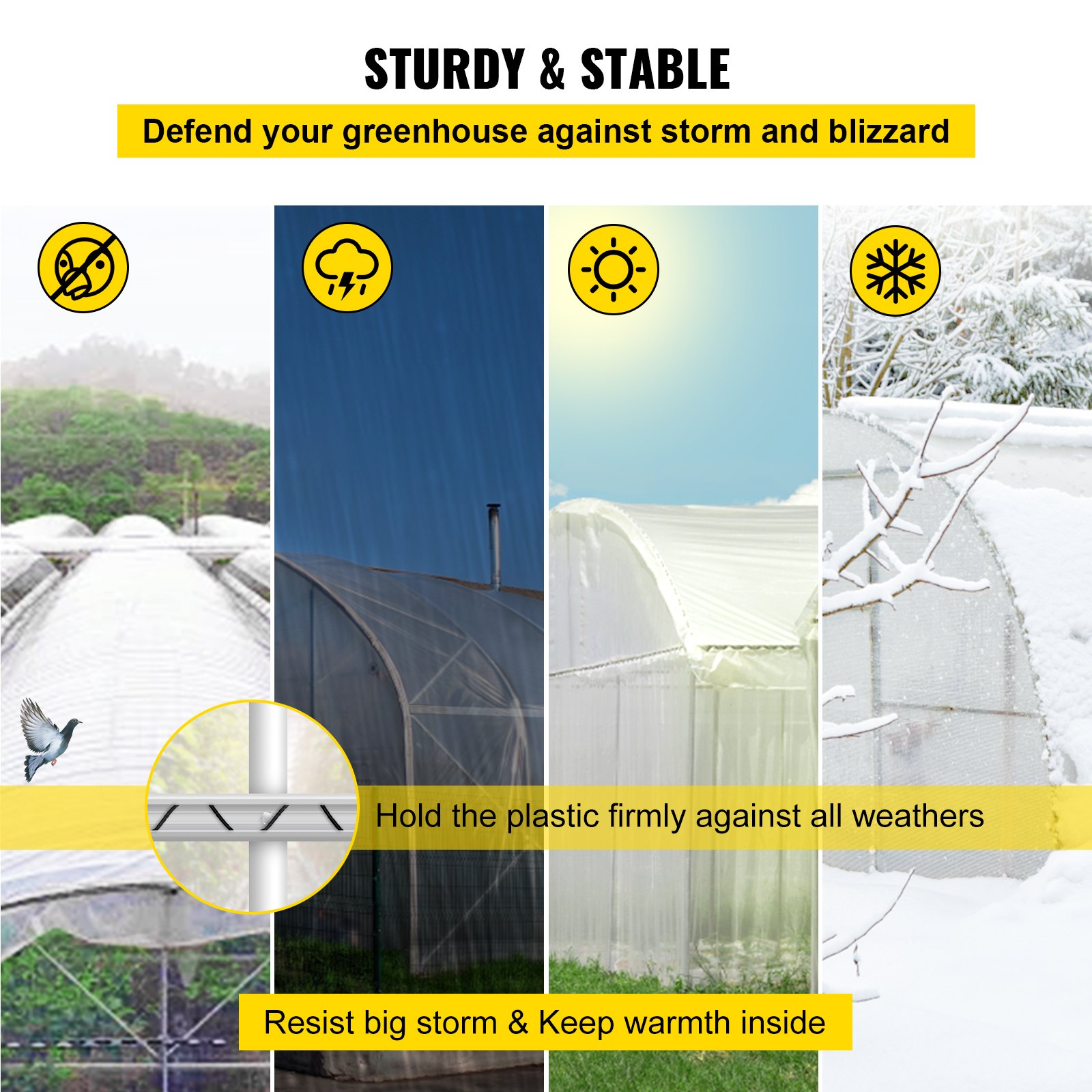 VEVOR spring wire and lock channel for stable greenhouse protection all seasons