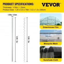 VEVOR Greenhouse Wiggle Wire &Aluminum Alloy Spring Lock U-Channel 6.56ft 30PCS