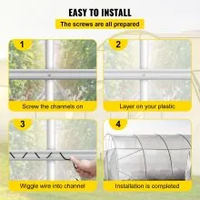 VEVOR Spring Wire and Lock Channel, 6.56ft Spring Lock & U-Channel Bundle for Greenhouse, 40 Packs PE Coated Spring Wire & Aluminum Alloy Channel,Plastic Poly Film or Shade Cloth Attachment with Screw