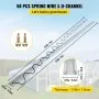 VEVOR Spring Wire and Lock Channel, 6.56ft Spring Lock & U-Channel Bundle for Greenhouse, 50 Packs PE Coated Spring Wire & Aluminum Alloy Channel, Plastic Poly Film or Shade Cloth Attachment with Scre