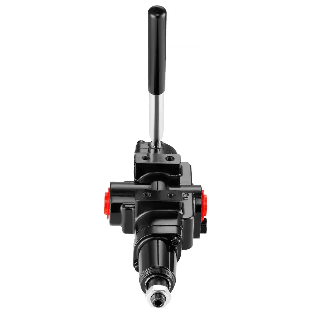 black VEVOR hydraulic valve with red side components and a single black handle.