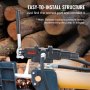 VEVOR hydraulic valve on a wood splitter with easy-to-install structure and log background.