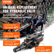 VEVOR Hydraulic Valve 1 Spool, 25 GPM Hydraulic Directional Control Valve, 25 Mpa / 3626 PSI Hydraulic Loader Valve, Solid Cast Iron Directional Control Valve for Small Tractors, Loaders, Log Splitter