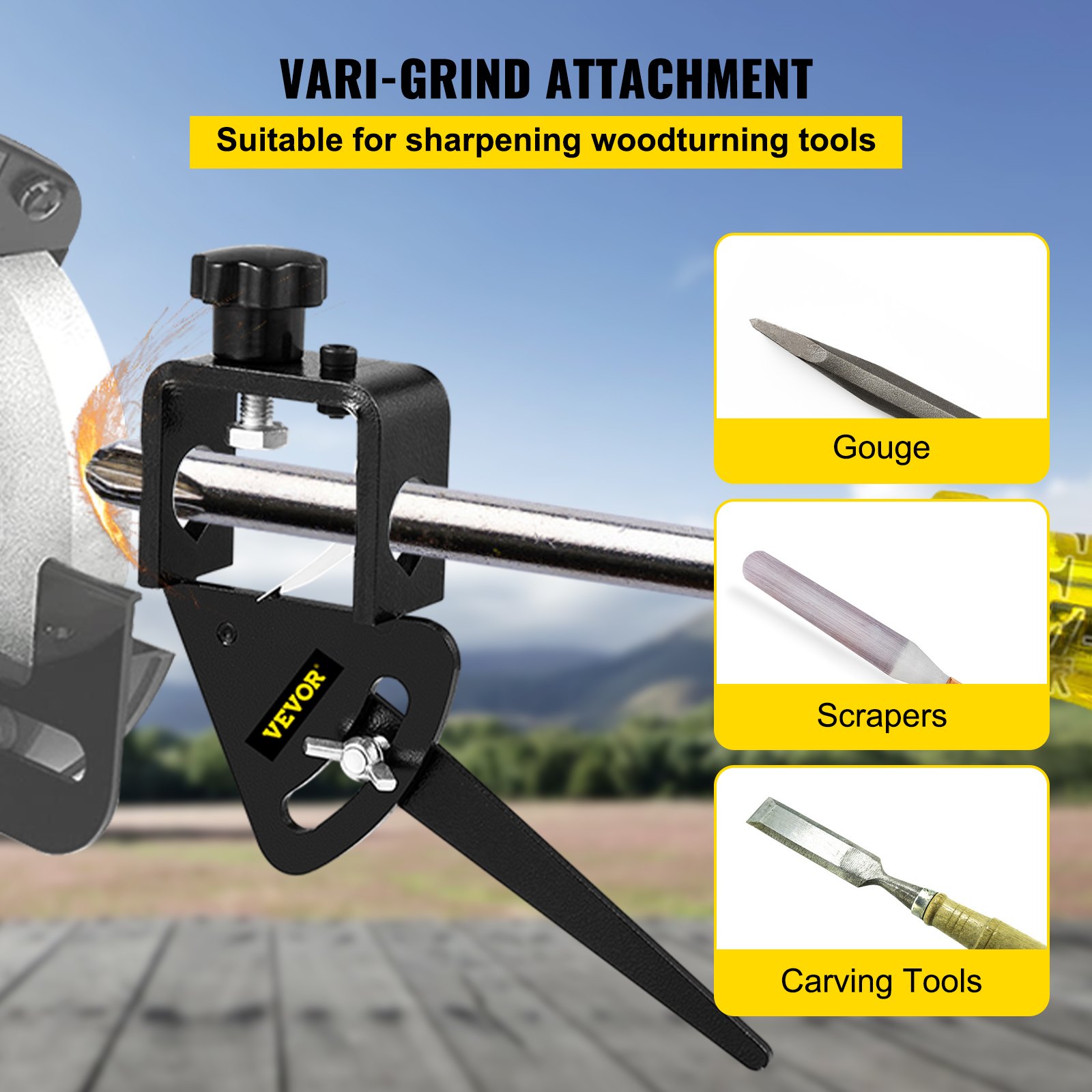 VEVOR Vari-Grind Jig, 3/4' Diameter of the Hole Vari-Grind Attachment, Fit for 0.63' Bowl Gouges Grinding Jig with Vari-Grind, Large Hole Vari-Grind Attachment for the Wolverine Sharpening System
