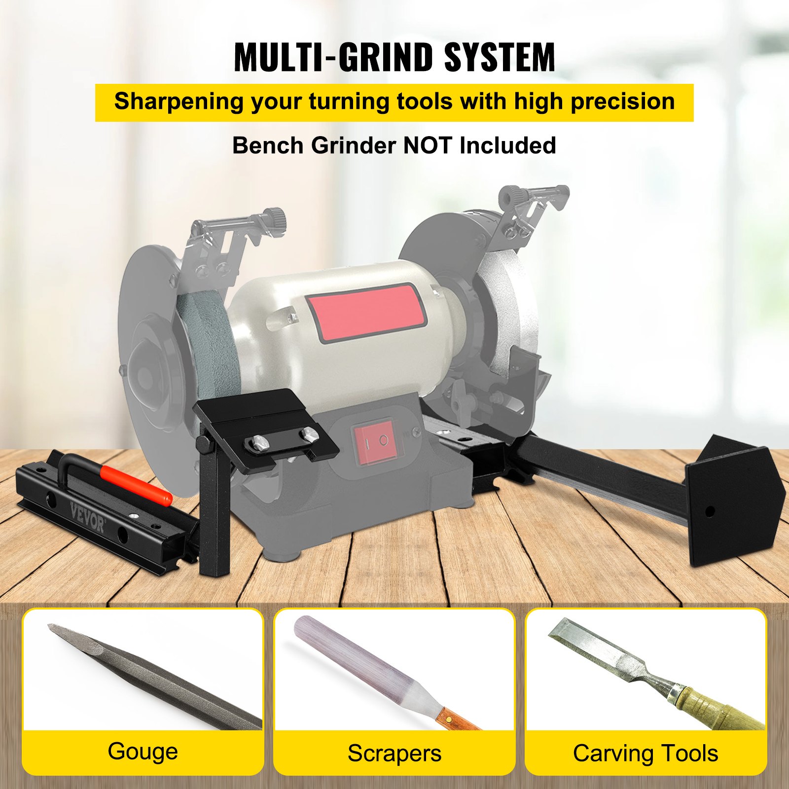 VEVOR Grinding Jig, 24' Length of V-arm Vari-Grind Attachment, 3' x 5' x 1/4' Platform Grinding Jig with Vari-Grind, Fit for 0.63' Bowl Gouge Vari-Grind Jig for the Wolverine Sharpening System