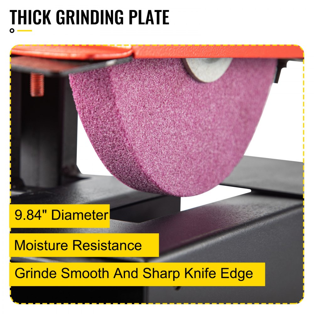 VEVOR Blade Grinder, 1 HP Lawn Mower Blade Grinder, 1700 RPM Variable Speed Bench Grinder, 10" Diameter Grinding Plate Power Bench Grinders with Pure Copper Motor for Blade or Tool Grinding in Garden