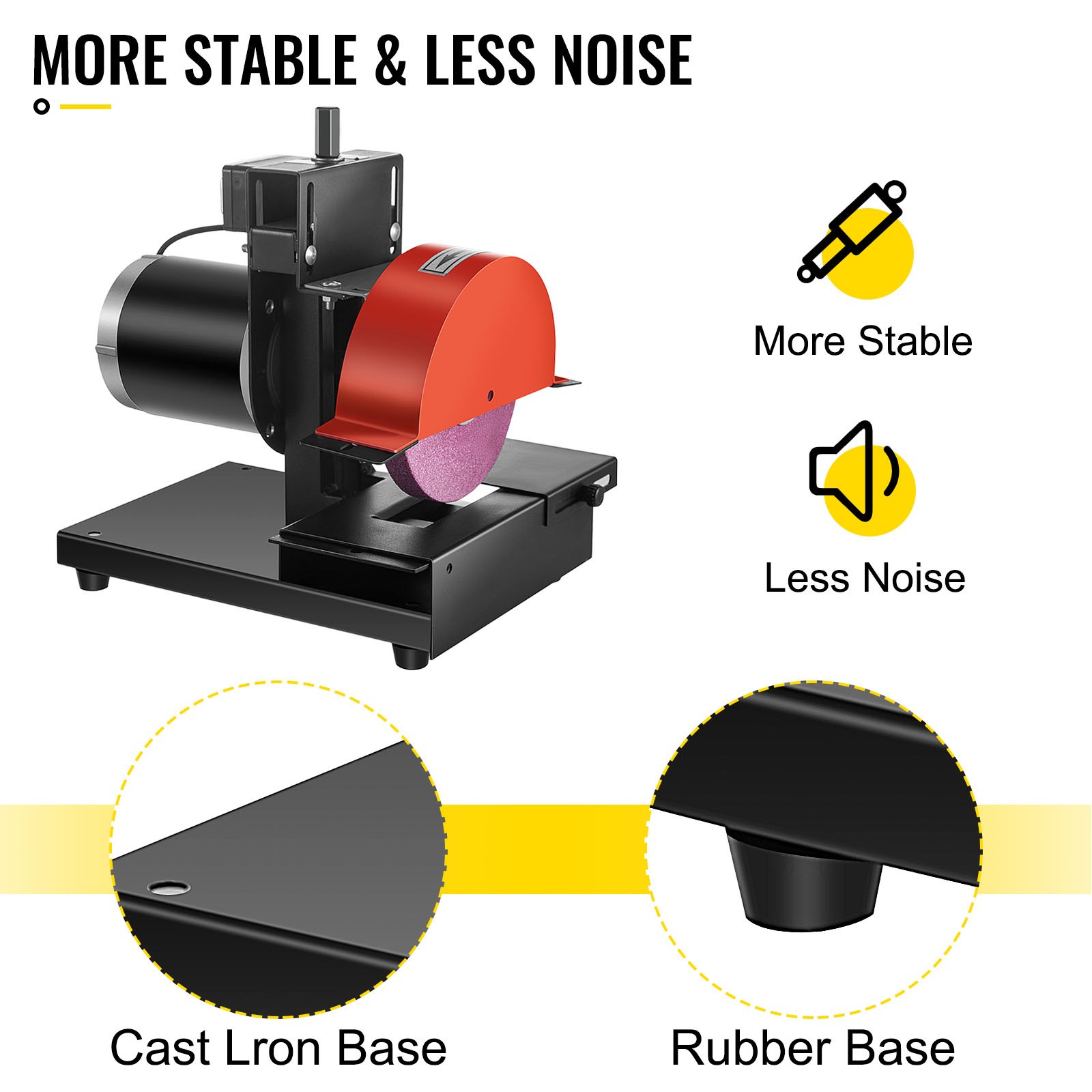 VEVOR Blade Grinder, 1 HP Lawn Mower Blade Grinder, 1700 RPM Variable Speed Bench Grinder, 10" Diameter Grinding Plate Power Bench Grinders with Pure Copper Motor for Blade or Tool Grinding in Garden