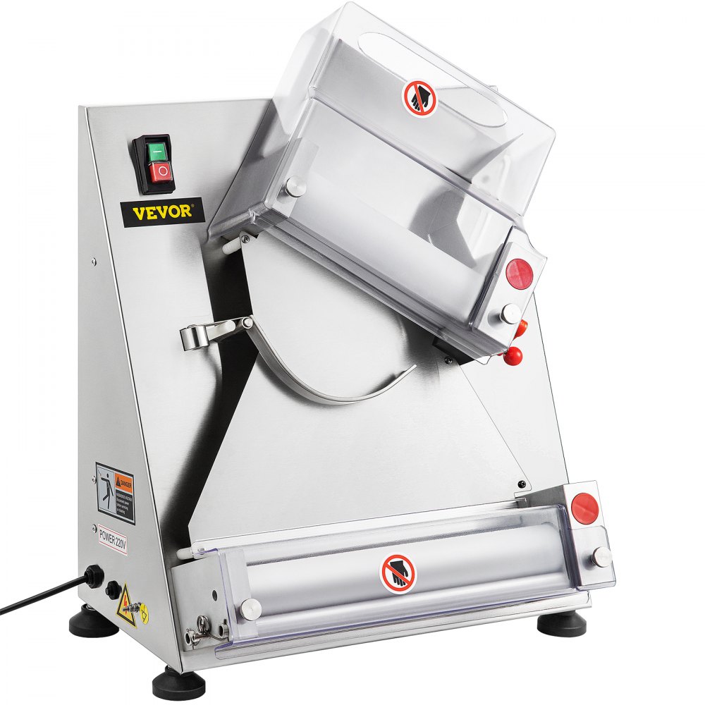 VEVOR Pizza Dough Roller Sheeter, Max 12\" Automatic Commercial Dough Roller Sheeter, 370W Electric Pizza Dough Roller Stainless Steel, Suitable for Noodle Pizza Bread and Pasta Maker Equipment
