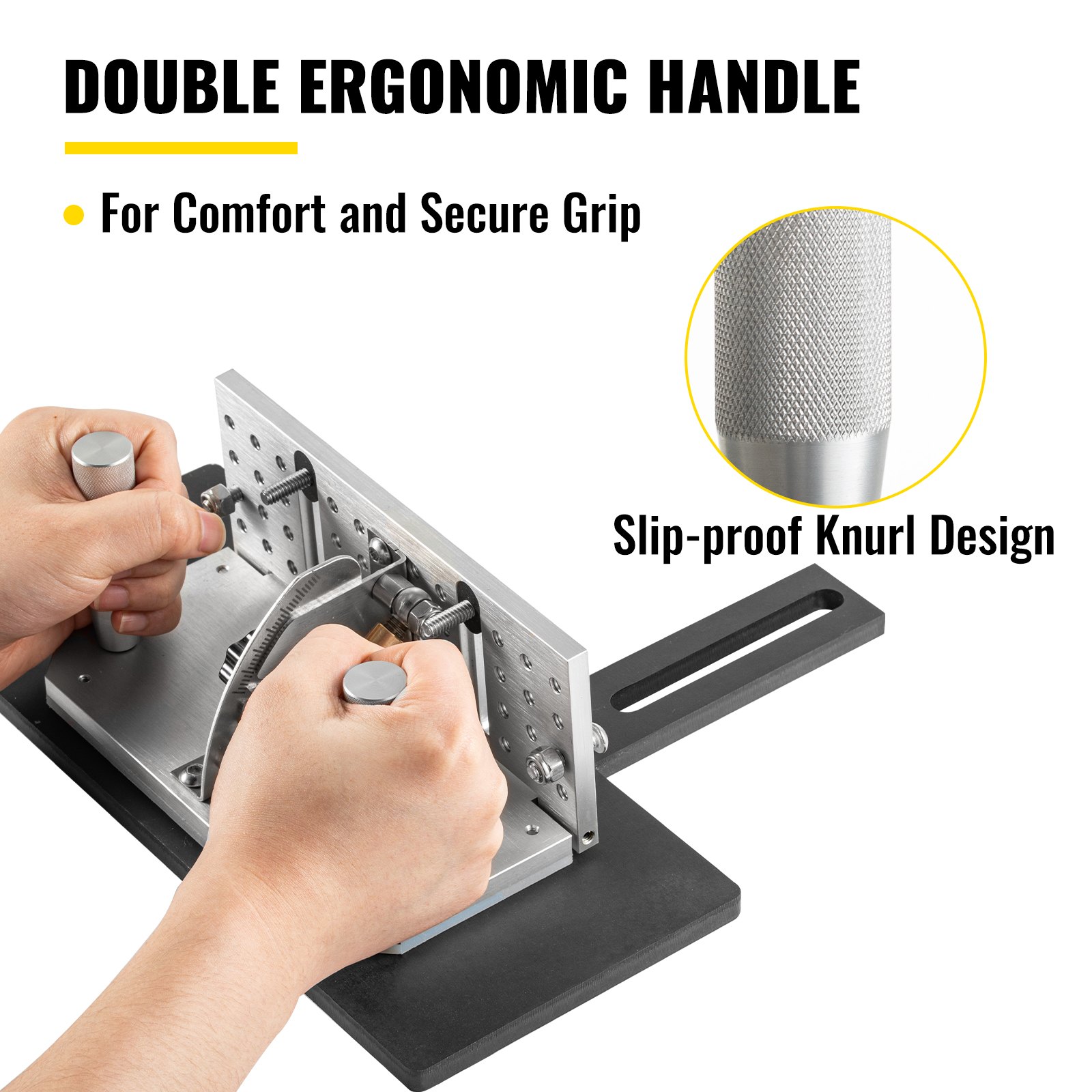 VEVOR Belt Grinder Knife Jig, 7-3/4\'\' Long Sharpening Locator, 85°~ 115°Adjustable Angle, Belt Knife Sharpener Jig with Tool Holder, Dual Handles, Knife Making for Belt Sander Machine - Regular