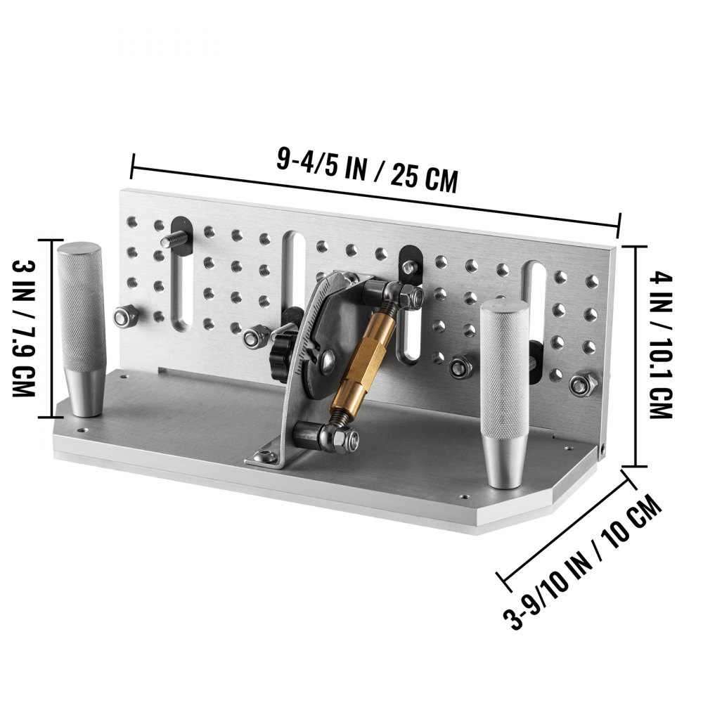 VEVOR Belt Grinder Knife Jig, 9-4/5\'\' Long Sharpening Locator, 85°~ 115°Adjustable Angle, Belt Knife Sharpener Jig with Dual Handles, Knife Making Angle Grind Guide for Belt Sander Machine - Large