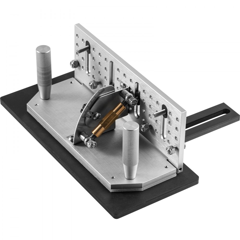VEVOR Belt Grinder Knife Jig, 9-4/5'' Long Sharpening Locator, 85°~ 115°Adjustable Angle, Belt Knife Sharpener Jig w/Tool Holder, Dual Handles, Knife Making for Belt Sander Machine - Large