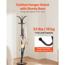 VEVOR Freestanding Coat Rack Stable Marble Base with Umbrella Holder & 14 Hooks