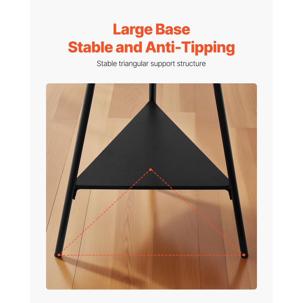 VEVOR Coat Rack, Freestanding Coats Rack Stand with 2 Shelves & 6 Hooks, Free Standing Hall Coat Tree for Entryway, Bedroom, Living Room, Modern Clothes Hanger Stand for Coats, Hats, Scarves, Handbags