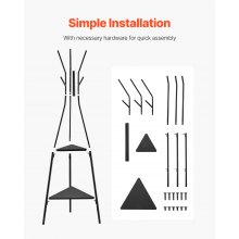 VEVOR Coat Rack Freestanding Coats Rack Stand with 2 Shelves & 6 Hooks