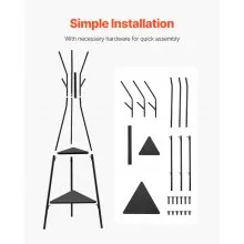 VEVOR Coat Rack Freestanding Coats Rack Stand with 2 Shelves & 6 Hooks